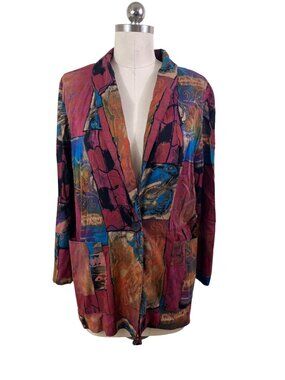 Kensington Square VTG 80-90s Dark Boho Blazer Womens Petite Artsy Earthy Indie